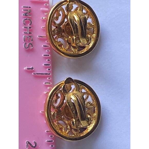 M&S Vintage Gold-Tone Filigree Clip-On Earrings J0207 - Picture 8 of 8